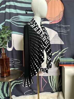 Angel Design by Sabri Ozel - Black and White Polka Dotted Knit Cardigan